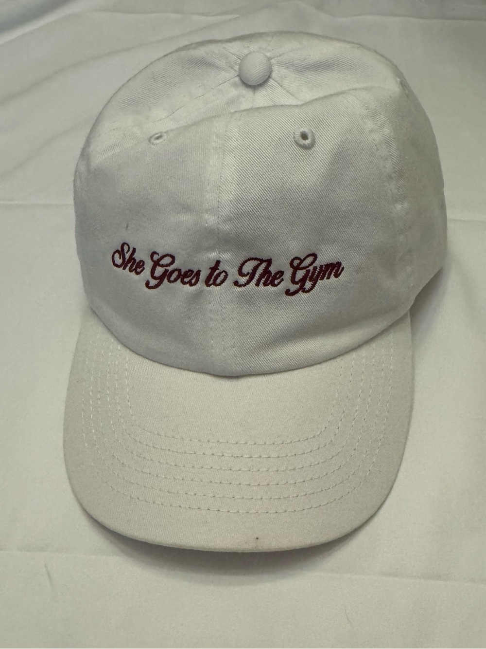 Patrick Ta She Goes to The Gym White Baseball Cap with Red Script- NWOT